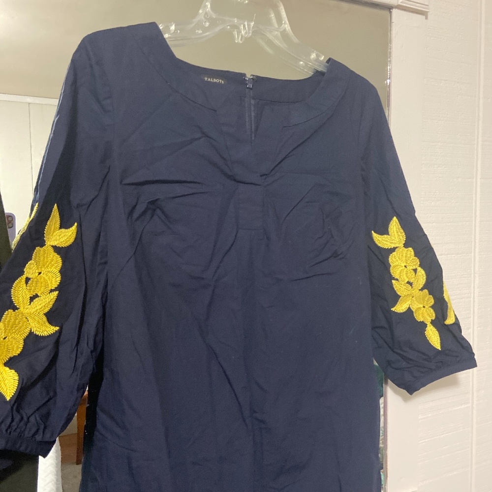 Talbots 3/4 Embroidered Sleeve Dress.